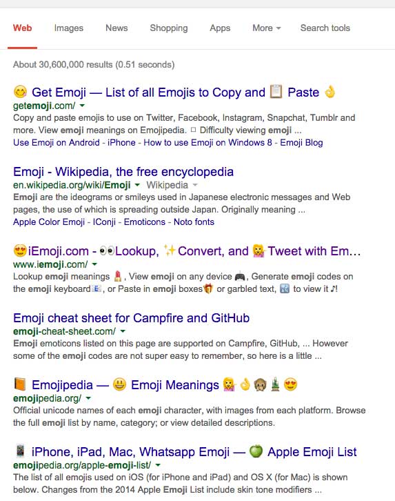 ♥♥قرارگرفتن شکلک یا اسمایلی Emoji در عنوان نتایج جستجو گوگل♥♥